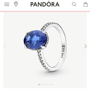 Pandora Silver Ring with Blue Stone